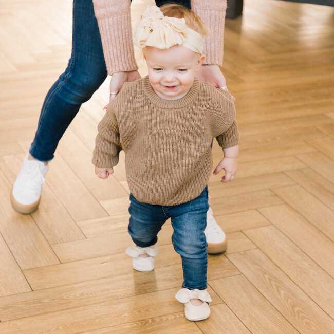 Knotted Bow Baby Shoe Soft Sole, Birch - Crib Shoes - 5