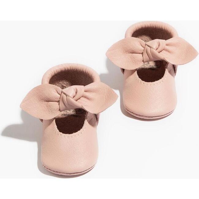 Knotted Bow Baby Shoe Hard Sole, Blush