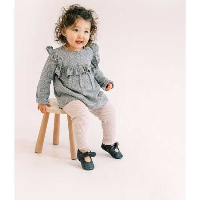 Knotted Bow Baby Shoe Hard Sole, Ebony - Crib Shoes - 4