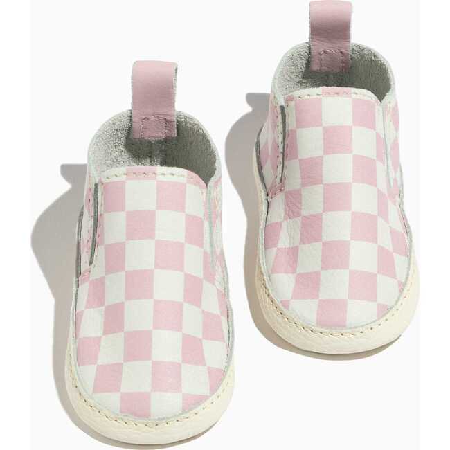 Check Slip On Baby Shoe Soft Sole, Petal Pink