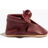 Knotted Bow Baby Shoe Hard Sole, Winterberry - Crib Shoes - 3