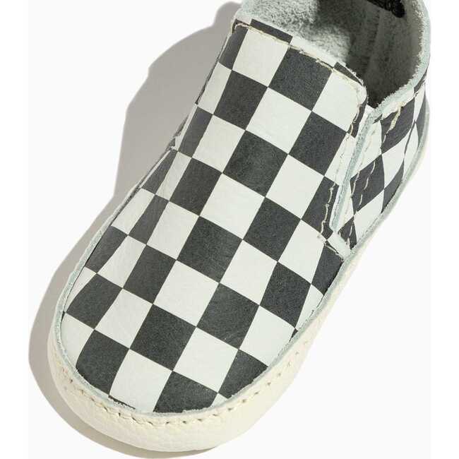 Check Slip On Baby Shoe Soft Sole, Ebony