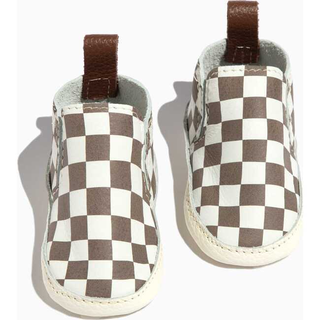 Check Slip On Baby Shoe Soft Sole, Chocolate