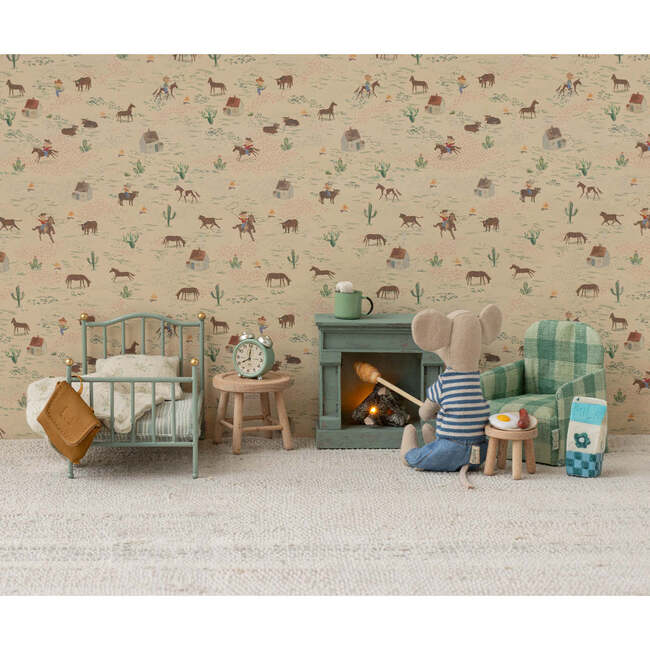 Vintage single bed, Mouse - Mint