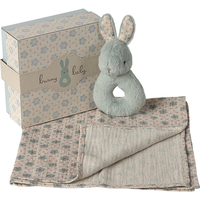 Rabbit rattle set - Mint