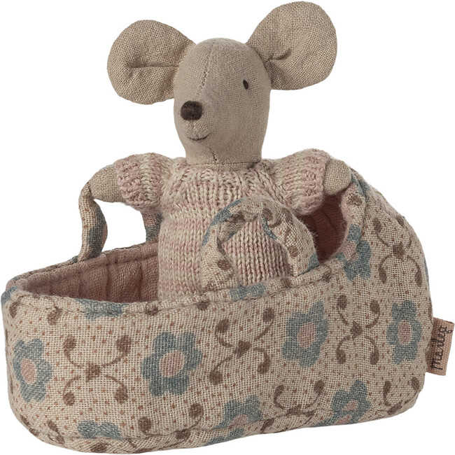 Baby mouse in carry cot - Rose