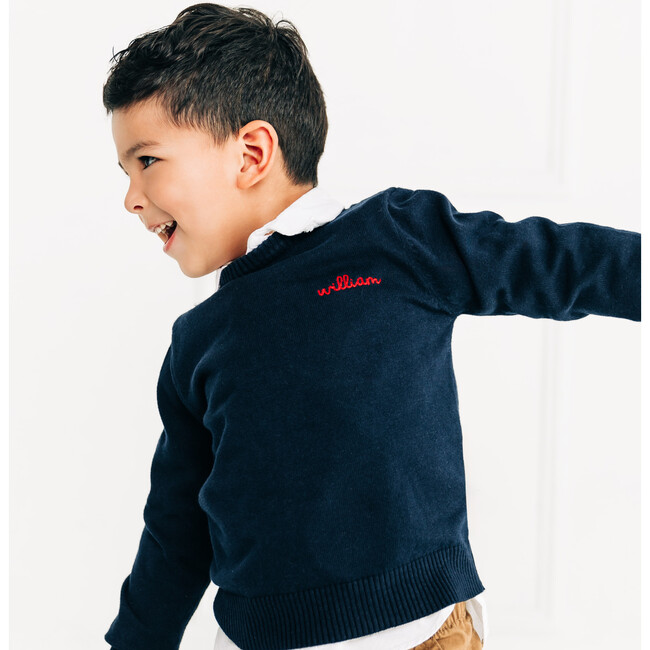 Personalized Embroidered Crewneck Sweater, Navy