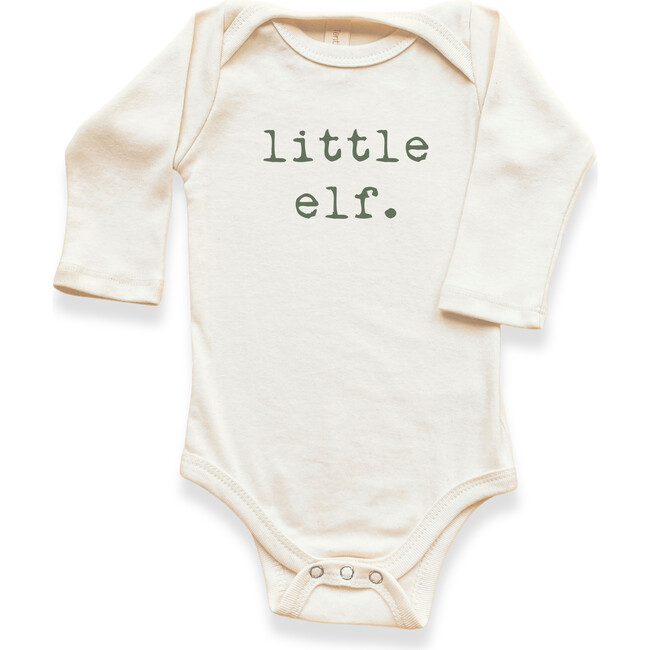 Little Elf Organic Baby Bodysuit, Long Sleeve Olive