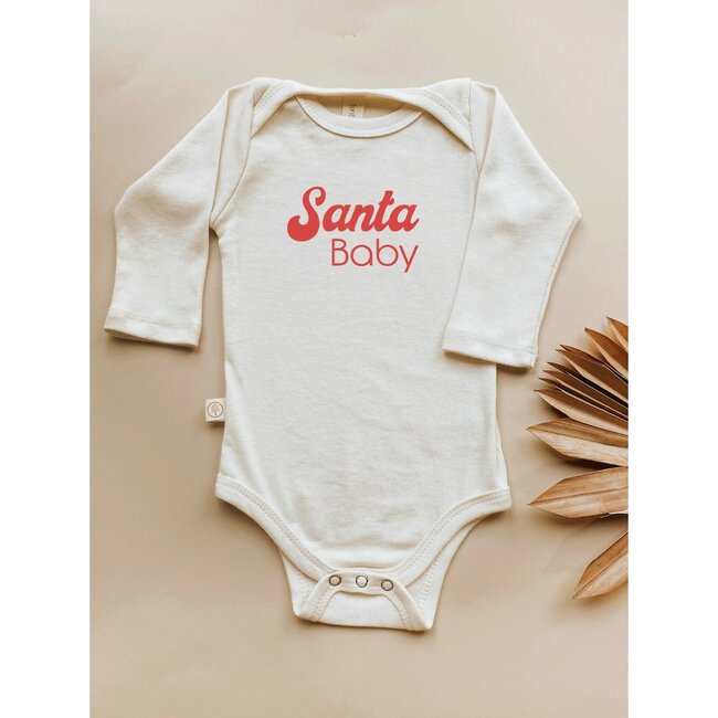 Santa Baby Organic Baby Bodysuit, Long Sleeve Red
