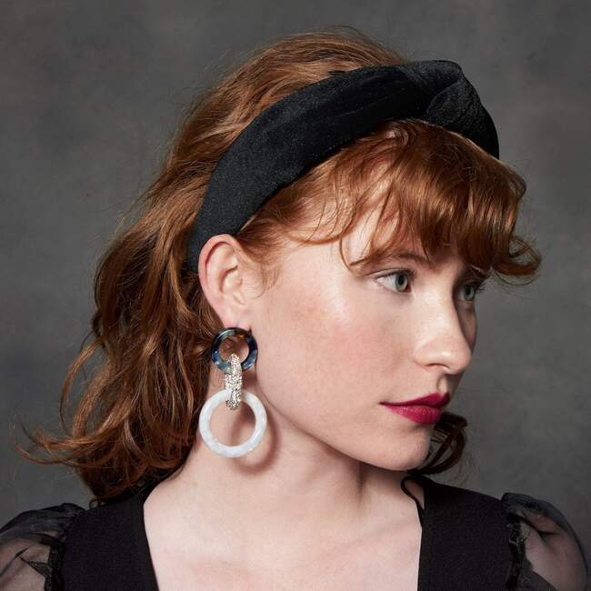 Women's Velvet Knotted Headband, Jet