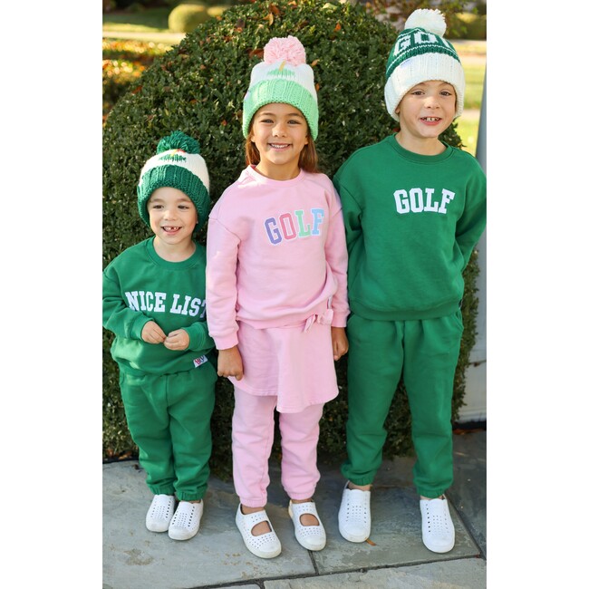 Golf Flag Bobble Hat, Pink - Hats - 3