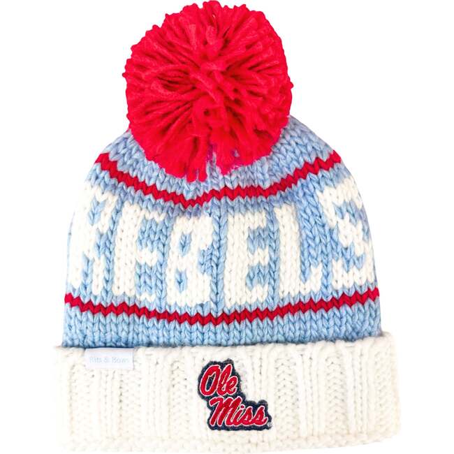 Ole Miss Rebels Bobble Hat, Powder Blue/Red