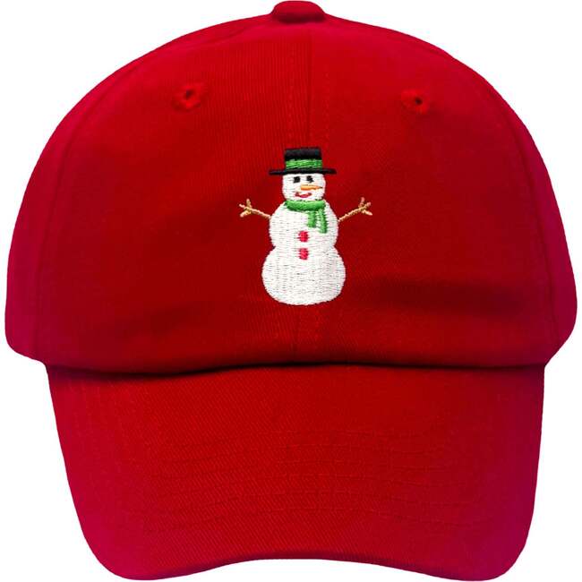 Snowman Baseball Hat. Red