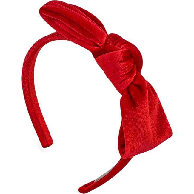 Velvet Bow Headband, Red - Headbands - 5