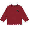 Textured Heart Embellished Long Sleeve, Scarlet - T-Shirts - 1 - thumbnail