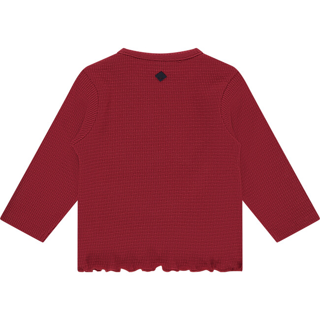 Textured Heart Embellished Long Sleeve, Scarlet