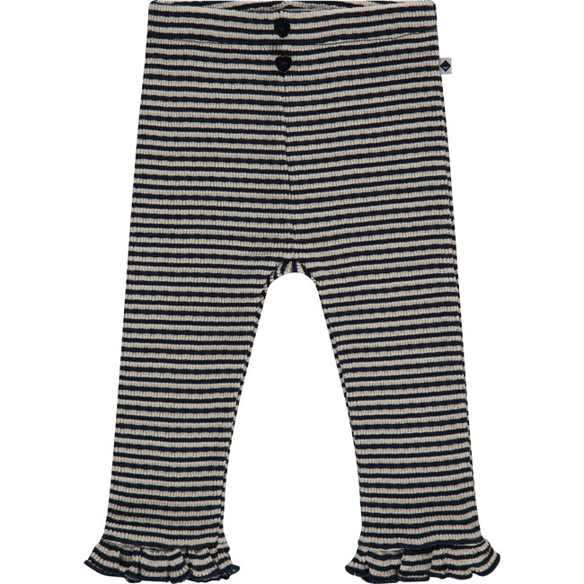 Striped Ruffle Legging, Indigo