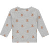 Teddy Bear Print Long Sleeve, Light Grey Melange - T-Shirts - 2 - thumbnail