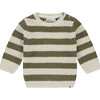 Stripe Knit Sweater, Army - Sweaters - 1 - thumbnail