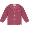 Ruffle Collar Cardigan, Burgundy - Cardigans - 1 - thumbnail