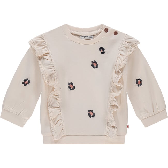 Ruffle Accent Leopard Sweatshirt, Cloud