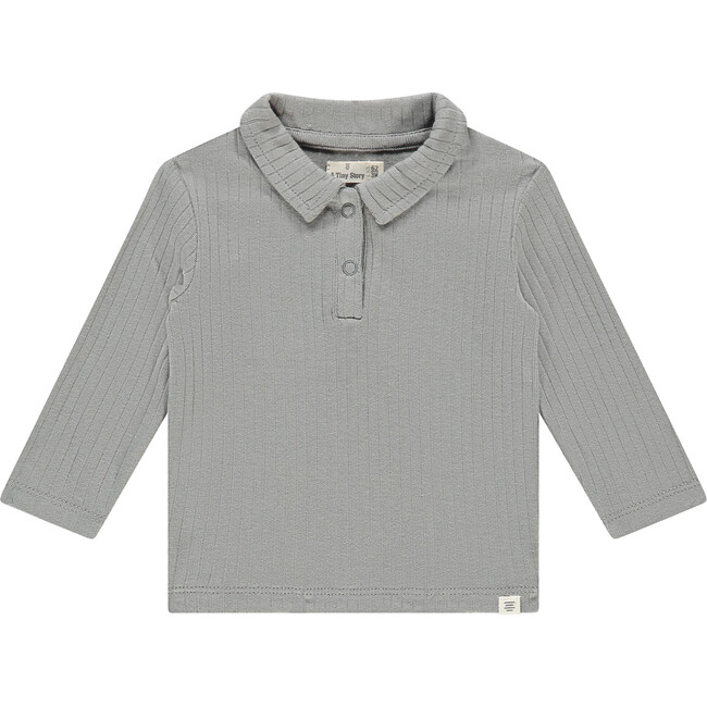 Ribbed Polo Long Sleeve, Steel