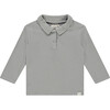 Ribbed Polo Long Sleeve, Steel - Polo Shirts - 1 - thumbnail
