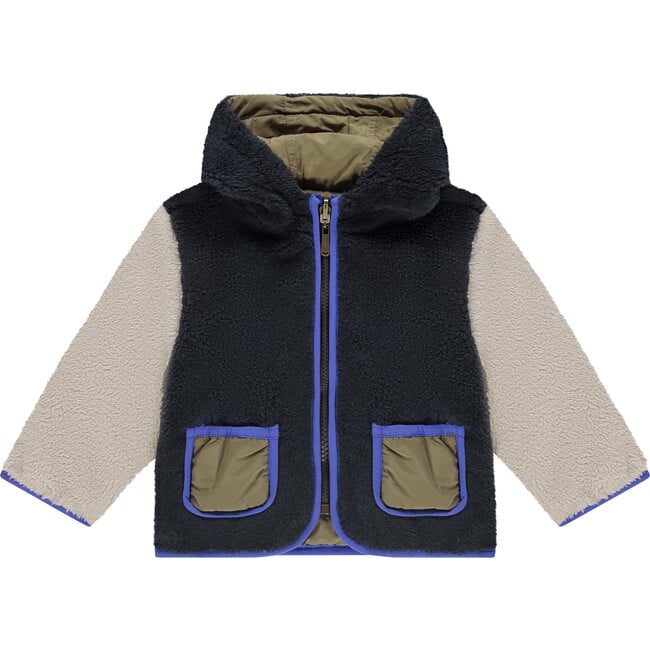 Reversible Colorblock Soft Fleece Jacket, Army