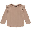 Pointelle Long Sleeve, Sepia - T-Shirts - 1 - thumbnail