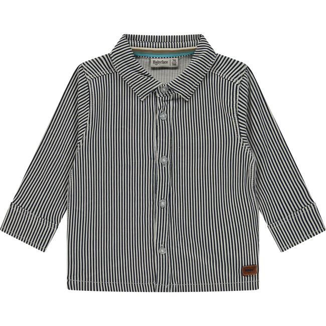 Pinstripe Button Up, Dark Blue