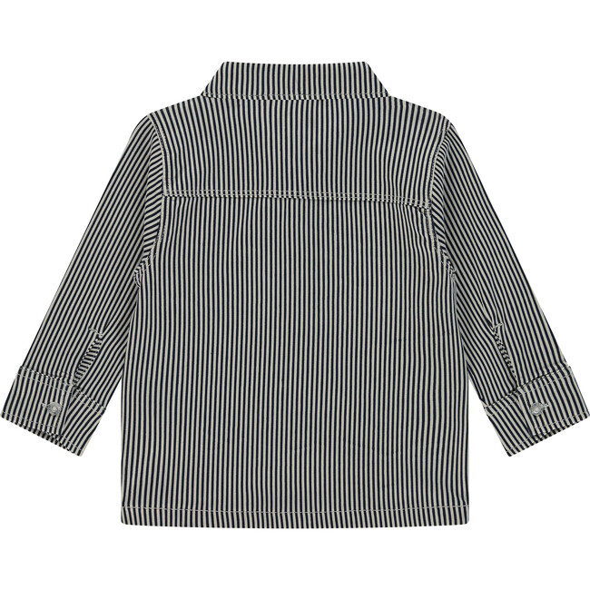 Pinstripe Button Up, Dark Blue
