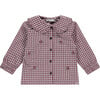 Gingham Collar Blouse, Burgundy - Blouses - 1 - thumbnail