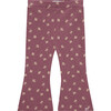Floral Print Flare Legging, Burgundy - Leggings - 1 - thumbnail