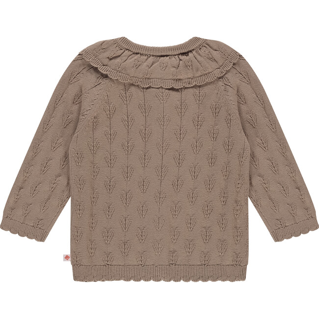 Heart Pointelle Collar Cardigan, Sepia