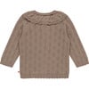 Heart Pointelle Collar Cardigan, Sepia - Cardigans - 2 - thumbnail