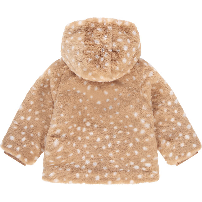 Deer Print Faux Fur Jacket, Nude