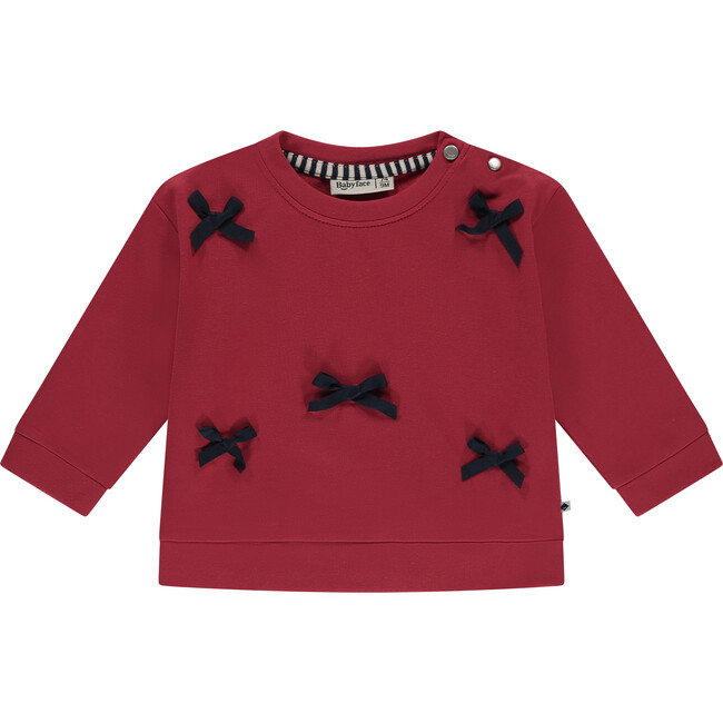 Bow Embellished Crewneck, Scarlet