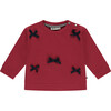 Bow Embellished Crewneck, Scarlet - Sweatshirts - 1 - thumbnail