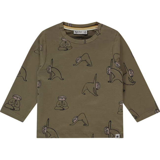 Allover Yoga Sloth Long Sleeve, Army