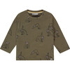 Allover Yoga Sloth Long Sleeve, Army - T-Shirts - 1 - thumbnail