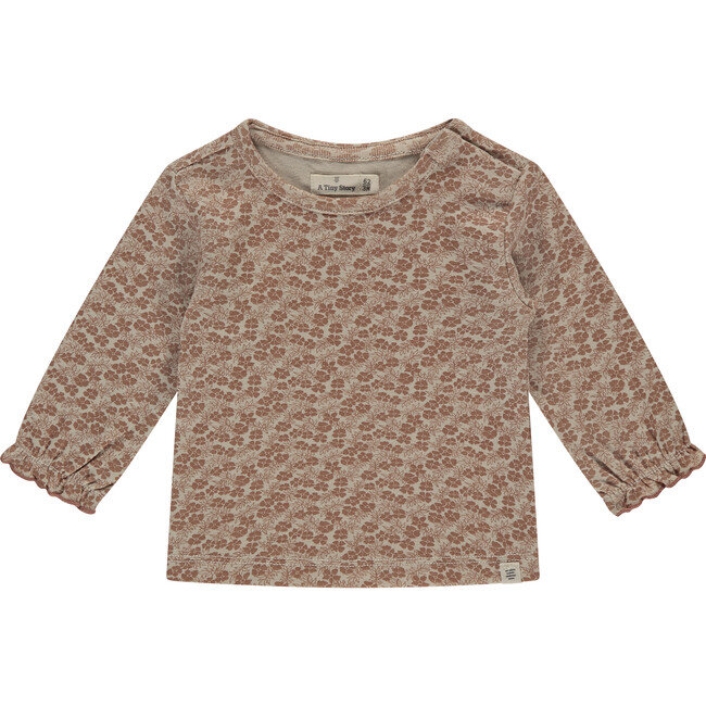 Allover Floral Long Sleeve Top, Cookie