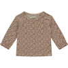 Allover Floral Long Sleeve Top, Cookie - T-Shirts - 1 - thumbnail
