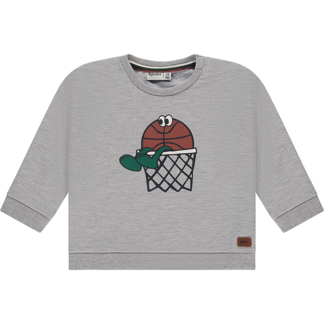 Basketball Graphic Sweatshirt, Grey Melange