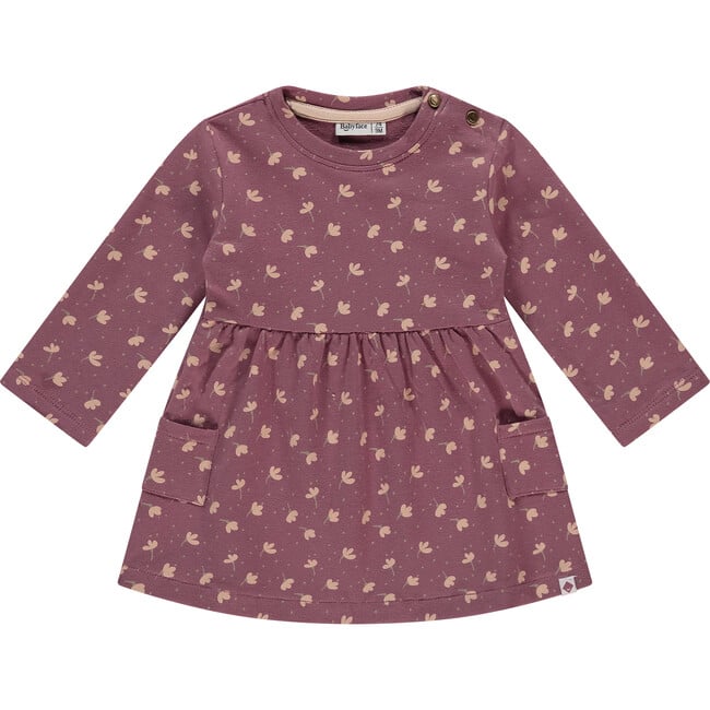 Allover Floral Dress, Burgundy