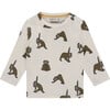 Allover Yoga Sloth Long Sleeve, Off White - T-Shirts - 1 - thumbnail