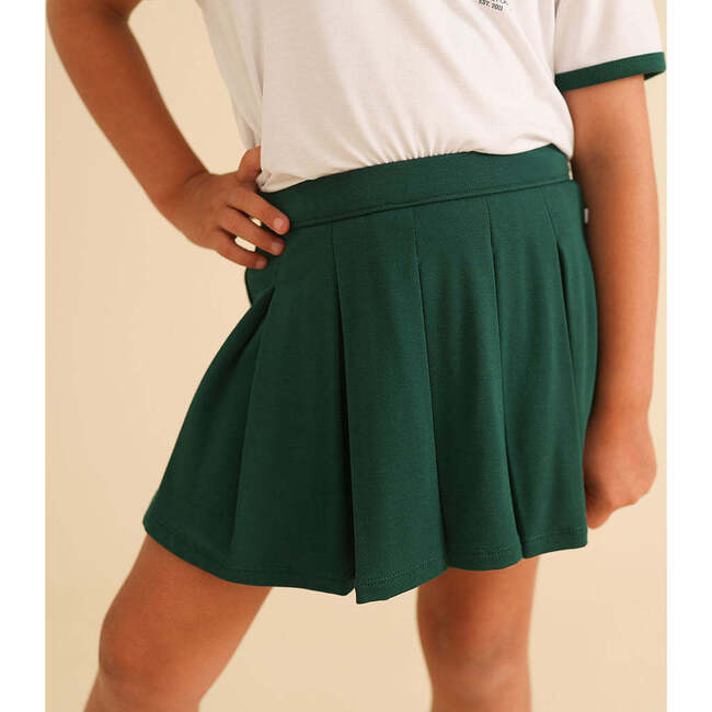 Varsity Green French Terry Pleated Skort Green