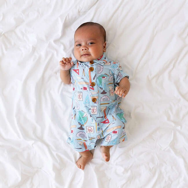 Steve Collared Henley Shortall Blue