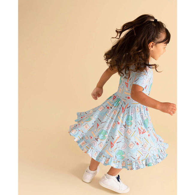 Steve Ruffled Twirl Dress Blue
