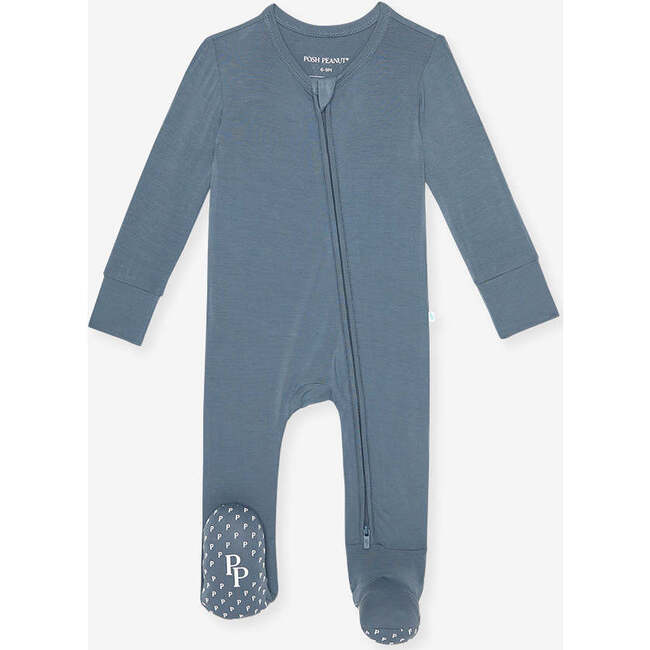 Slate Footie Zippered One Piece Blue