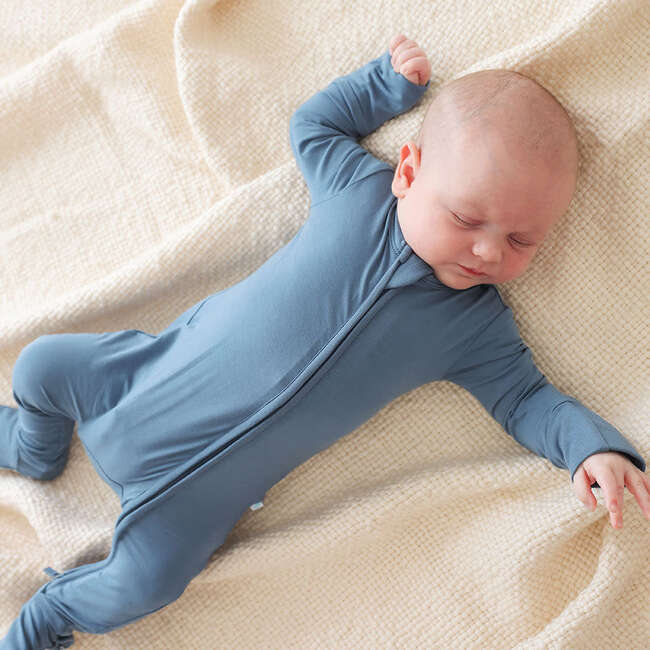 Slate Footie Zippered One Piece Blue - Footie Pajamas - 3